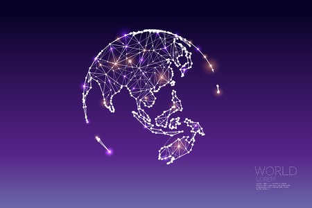 The particles, geometric art, line and dot of Global world.
abstract vector illustration. 
graphic design concept of world
- line stroke weight editableのイラスト素材