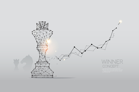 The particles, geometric art, line and dot of Chess.abstract vector illustration. graphic design concept of competition- line stroke weight editableのイラスト素材