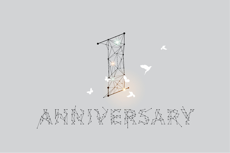 The particles, geometric art, line and dot of anniversary 1 year.
abstract vector illustration. 
- line stroke weight editableのイラスト素材