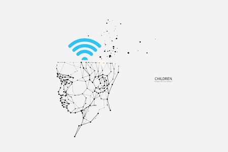 The particles, geometric art, line, and dots of Children.
abstract vector illustration. the graphic design concept of Thinking.
- line stroke weight editableのイラスト素材