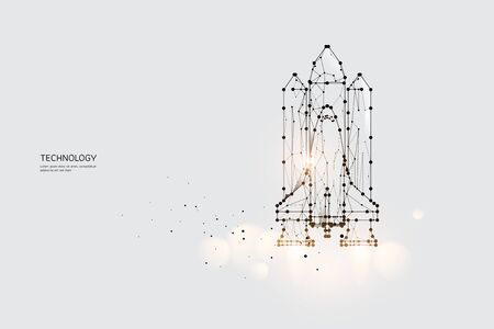 The particles, geometric art, line and dot of Space Shuttle.
abstract vector illustration. graphic design concept of Technology.
- line stroke weight editableのイラスト素材