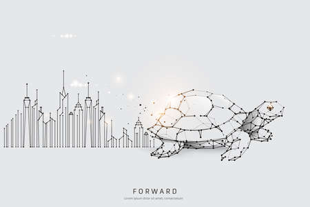 Particle art, geometry, lines, and points. Vector graphic concept of moving forward. The stroke weight can be modified.のイラスト素材
