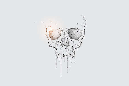 Particle art, geometry, lines, and dots. Vector graphic concept of Skull and death. The stroke weight can be modified.のイラスト素材