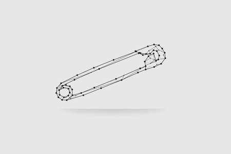 The particles, geometric art, line, and dots of the brooch.conceptual vector illustration.- line stroke weight editableのイラスト素材