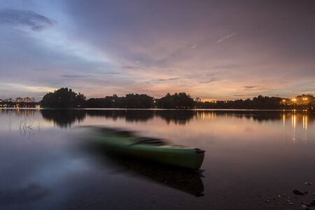Long Exposure Shot of Canoe Parking by the sea. Motion Blur, Soft Focus due to Long Exposure Shot