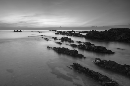 Amazing sunrise at Pandak Beach, Malaysia. Nature compositionの写真素材