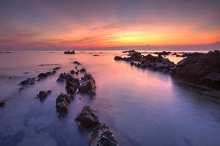 Amazing sunrise at Pandak Beach, Malaysia. Nature compositionの写真素材