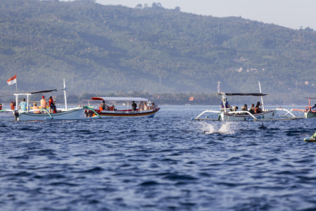 Lovina Beach, Bali, known as dolphin beach as it can been seen naturally using boat.
