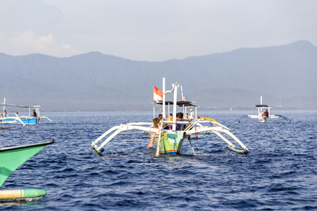 Lovina Beach, Bali, known as dolphin beach as it can been seen naturally using boat.の写真素材