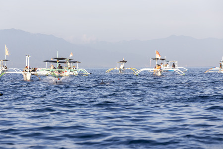 Lovina Beach, Bali, known as dolphin beach as it can been seen naturally using boat.の写真素材