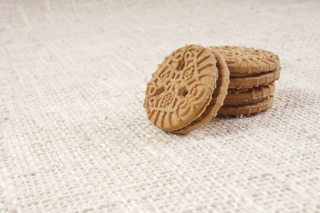 Sweet cookies on a rug backgroundの写真素材