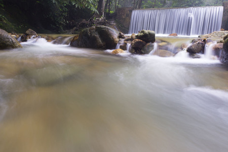 Rain forest waterfall in Malaysia.