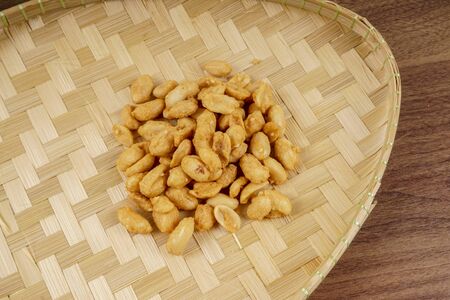 Ground nuts on the basket.