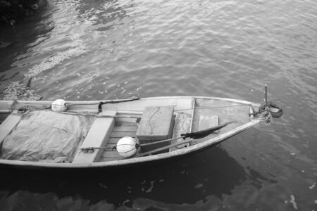 KLANG, MALAYSIA - FEBRUARY 08,2016 : Traditioal wooden fisherman boats park at the jetty.のeditorial素材