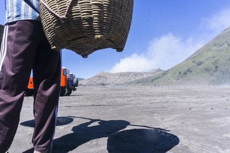BROMO, INDONESIA - JULY 23, 2016: Unidentified Street seller at Bromo Mount.のeditorial素材