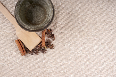 spices isolated on wooden background.の写真素材