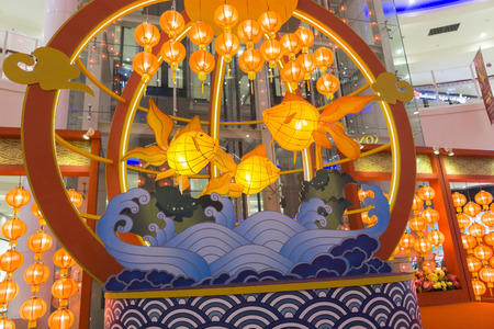 KUALA LUMPUR,20 JANUARY 2017. Chinese lantern decocation at hypermarket to spur CNY celebration.のeditorial素材