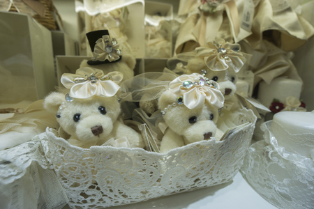 KUALA LUMPUR, 16 JAN 2017. Lovely Lace artifical flowers and teddy bear well known shop.のeditorial素材