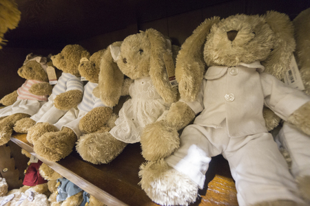 KUALA LUMPUR, 16 JAN 2017. Lovely Lace artifical flowers and teddy bear well known shop.のeditorial素材