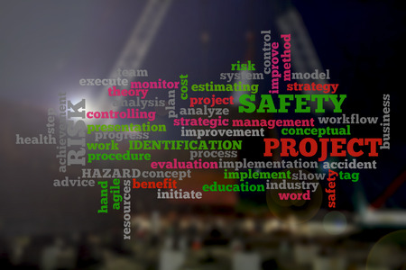 Blurred ship construction site with people and machineries.の写真素材