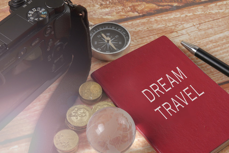 ,compass and passport. Travel and holiday concept.の写真素材