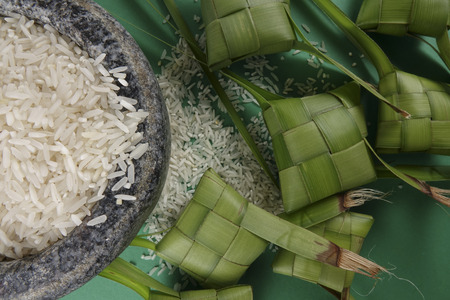 Rice dumpling on green backgroundの写真素材