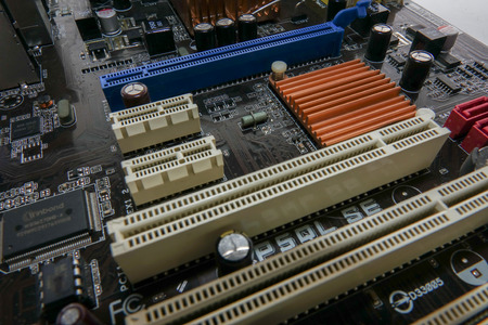 Kuala Lumpur, 15 August 2017: PCB Closeup of electronic circuit board with CPU processor.