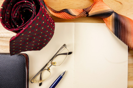 Tie,wallet,pen and yellow board. Happy Father's Day Conceptの写真素材