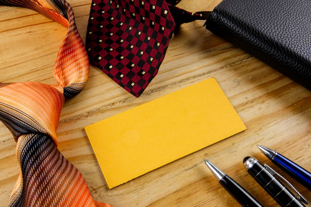 Tie,wallet,pen and yellow board. Happy Father's Day Conceptの写真素材