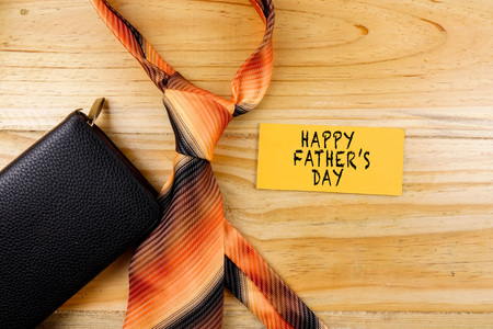 Tie,wallet,pen and yellow board. Happy Father's Day Conceptの写真素材
