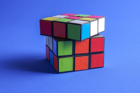 Kuala Lumpur, 24 August 2017.Rubik cube, this famous game was invented by a Hungarian architect Erno Rubik in 1974. Problem solving concept.のeditorial素材