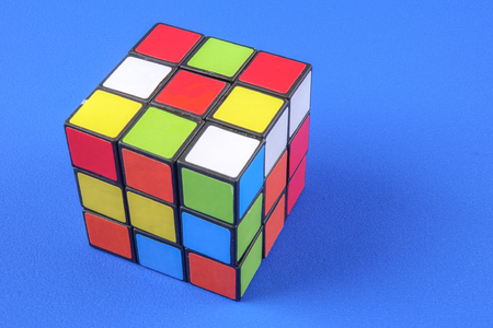 Kuala Lumpur, 24 August 2017.Rubik cube, this famous game was invented by a Hungarian architect Erno Rubik in 1974. Problem solving concept.のeditorial素材