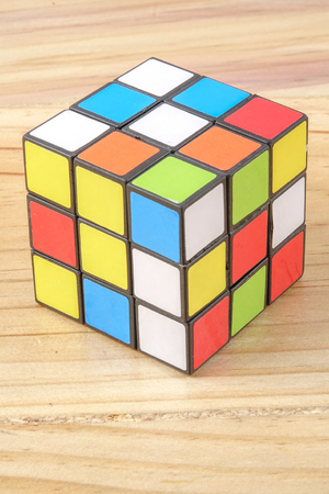 Kuala Lumpur, 24 August 2017.Rubik cube, this famous game was invented by a Hungarian architect Erno Rubik in 1974. Problem solving concept.のeditorial素材