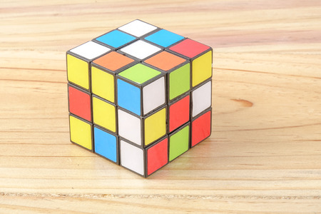 Kuala Lumpur, 24 August 2017.Rubik cube, this famous game was invented by a Hungarian architect Erno Rubik in 1974. Problem solving concept.のeditorial素材