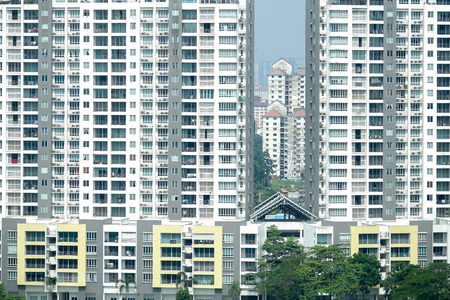 KUALA LUMPUR, 15 SEPTEMBER 2017. Top view of urban city of Subang Jaya, Malaysia