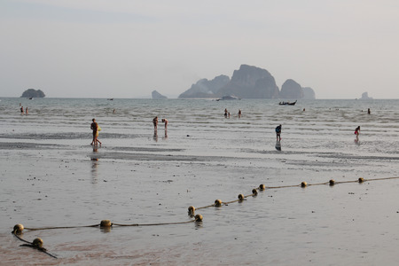 KRABI,THAILAND, 20 AUGUST 2017. Unidentified tourist enjoy visiting Krabi Island in Thailand. Nature composition and soft focus.のeditorial素材