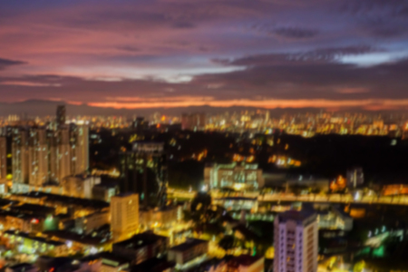 Blur image of Kuala Lumpur city at nightの写真素材
