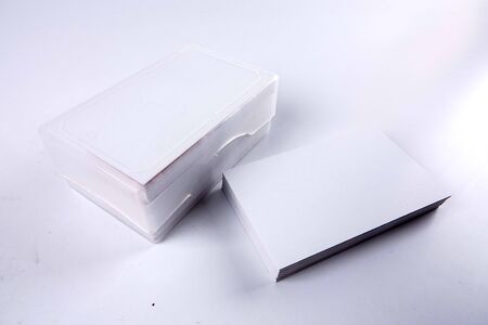 Two boxes of calling cards isolated on white.の写真素材
