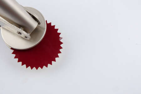 Common seal  and red sticker office stamp isolated on white.の写真素材