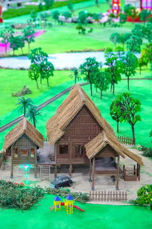 KUALA LUMPUR, 7 JANUARY 2019. Miniature of playground which consist of traditional houses,church,kid playground and street in Malaysia.のeditorial素材