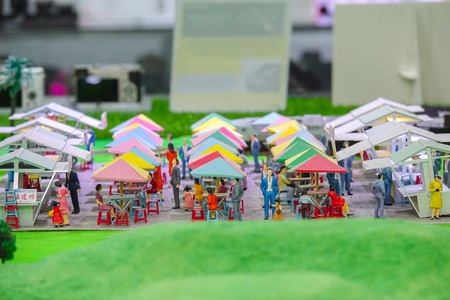 KUALA LUMPUR, 7 JANUARY 2019. Miniature of playground which consist of traditional houses,church,kid playground and street in Malaysia.のeditorial素材