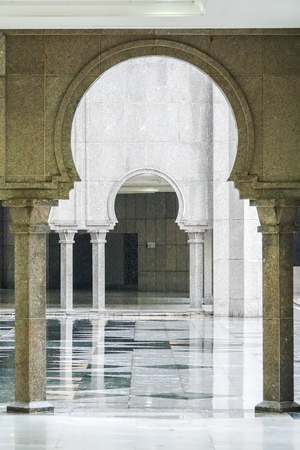 KUALA LUMPUR, 12 JANUARY 2018. Exterior of Federal Mosque, Kuala Lumpur, Malaysia.The mosque's design is a blend of Ottoman and Malay architectural styles, heavily influenced by the Blue Mosque in Istanbul, Turkeyのeditorial素材