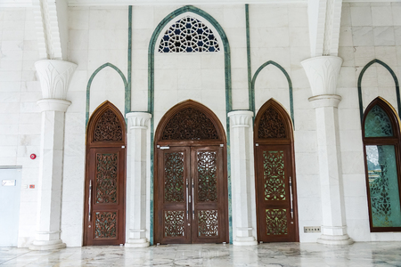 KUALA LUMPUR, 12 JANUARY 2018. Exterior of Federal Mosque, Kuala Lumpur, Malaysia.The mosque's design is a blend of Ottoman and Malay architectural styles, heavily influenced by the Blue Mosque in Istanbul, Turkeyのeditorial素材