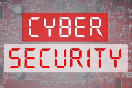 CYBER SECURITY CONCEPT : Blurred of a circuit board with big microchip .