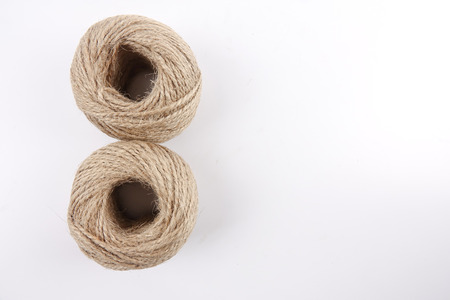 Various colour of ropes isolated on white background.の写真素材