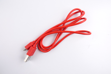 Red USB Cable isolated on white background