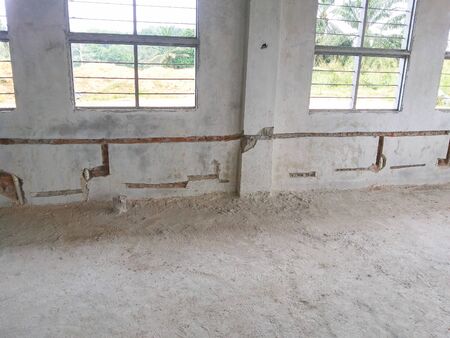 View of unorganised construction site during housing development.の写真素材