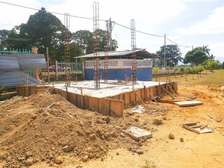 View of unorganised construction site during housing development.の写真素材