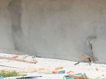 View of unorganised construction site during housing development.の写真素材