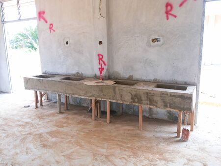 View of unorganised construction site during housing development.の写真素材